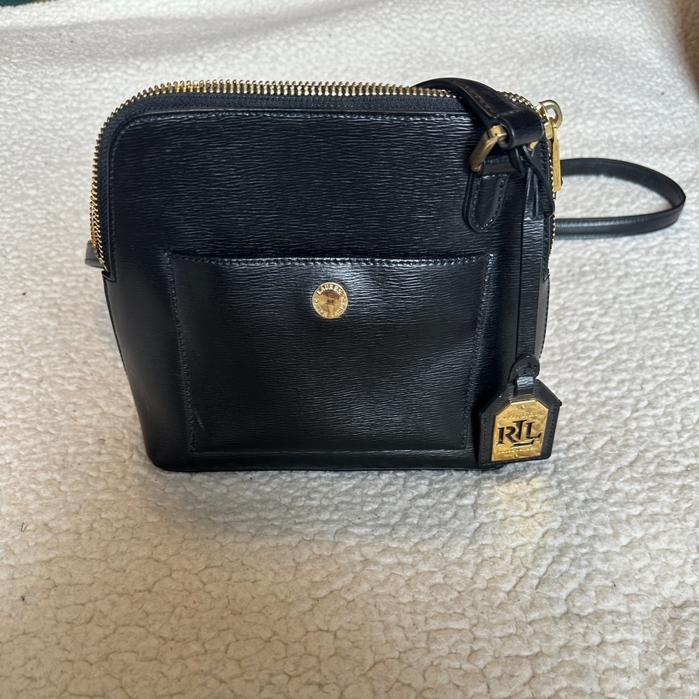 Lauren Ralph Lauren Black Crossbody Bag with Gold Accents